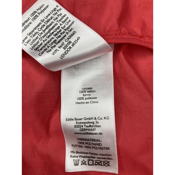 Eddie Bauer Rain Jacket Women XL Red Hooded Long Sleeve Pockets Zip Snap Front - Picture 3 of 6